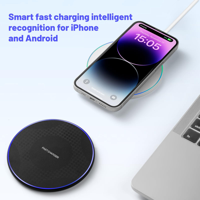 15W Fast Wireless Charger Pad,Wireless Phone Charging Station Compatible with iPhone 14/15/13/12/11/SE/X/AirPods,Fast Charge for Samsung Galaxy S23/S22/S21/S20/Note 20/Buds/Buds +,Pixel,LG G8/7