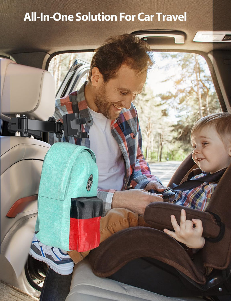 PLDHPRO Tablet Holder for Car Headrest, Backseat iPad Mount with Foldable Extension Arm, Road Trip Accessories for Kids, Fits 5.5-14.6" Tablets & Phones, iPad Pro Air Mini, Galaxy Tab, Fire HD