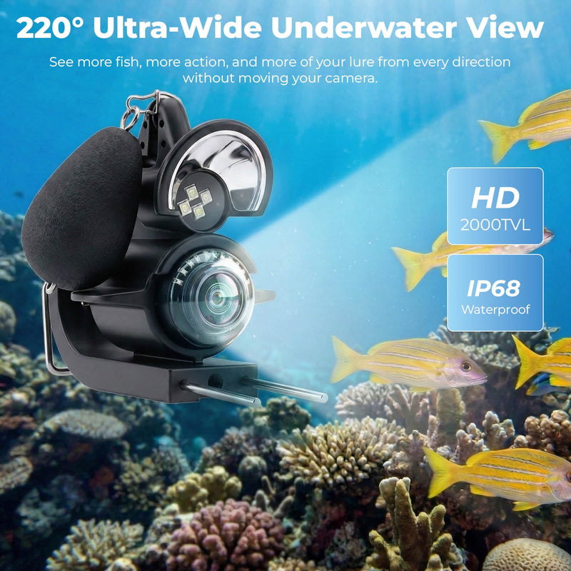 Fishing Camera, 220° Ultra-Wide HD Underwater Fishing Camera with 4.3" LCD & IR Night Vision, 5000mAh Rechargeable Battery 100ft Cable for Ice Lake Boat Kayak Fishing