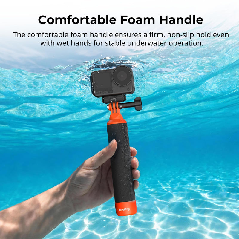 SmallRig Floating Hand Grip Waterproof Monopod, Action Camera Accessories for DJI Action 6/5 Pro/4/3, for Go Pro Hero 13/12/11/10 Black, for Insta360, Underwater Hand Stick for Water Sports (Orange)