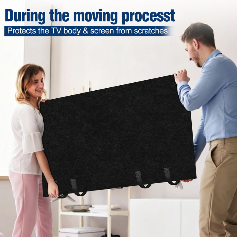 50"–55" TV Moving Cover, Thick Felt Dust Anti-Scratch | TV Screen Cover with Bottom Strap for TV Moving, Home Renovation & Pet Scratch or Other Furniture 50"-55"