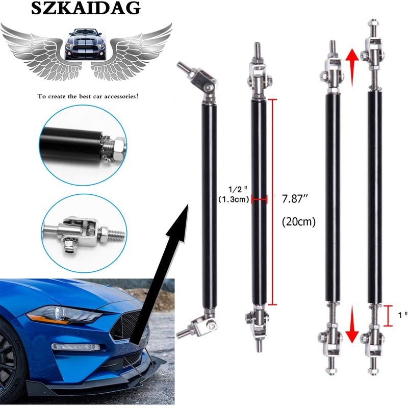 Universal 8"-11" Splitter Strut Rods, Adjustable Black Front Lip Support Rods Front Bumper Strut Rods (2PCS)