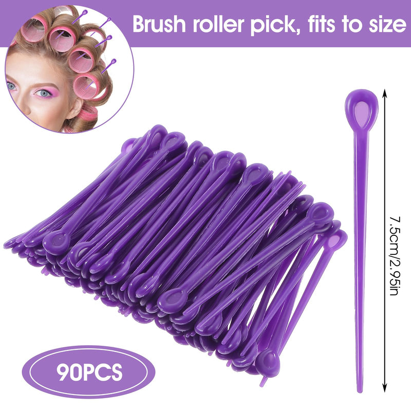 Molain 90 Pcs Brush Roller Pick, Hair Roller Locking Tools | Hair Roller Brush Hair Rollers Plastic Roller Picks, Hair Curlers Roller Pins, for Hair Curling Styling Accessories