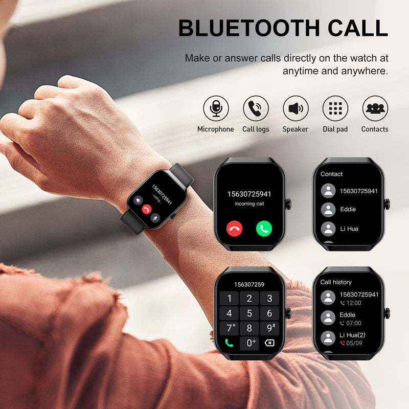 Smart Watch for Men Women (Answer/Make Call), Fitness Watch with Heart Rate/Sleep Monitor/Pedometer/Calories,2026 New Smartwatch IP68 Waterproof,113+ Sports Modes, Activity Tracker for Android iOS Pitch black