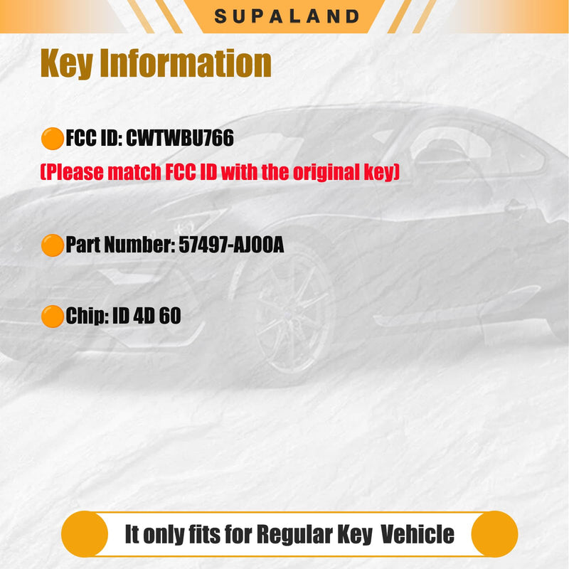 SUPALAND Key Fob Fits for Subaru Legacy Outback 2010 2011 2012 2013 2014 Keyless Remote Control Head Key Replacement FCC ID:CWTWBU766 (4D60 Chip)