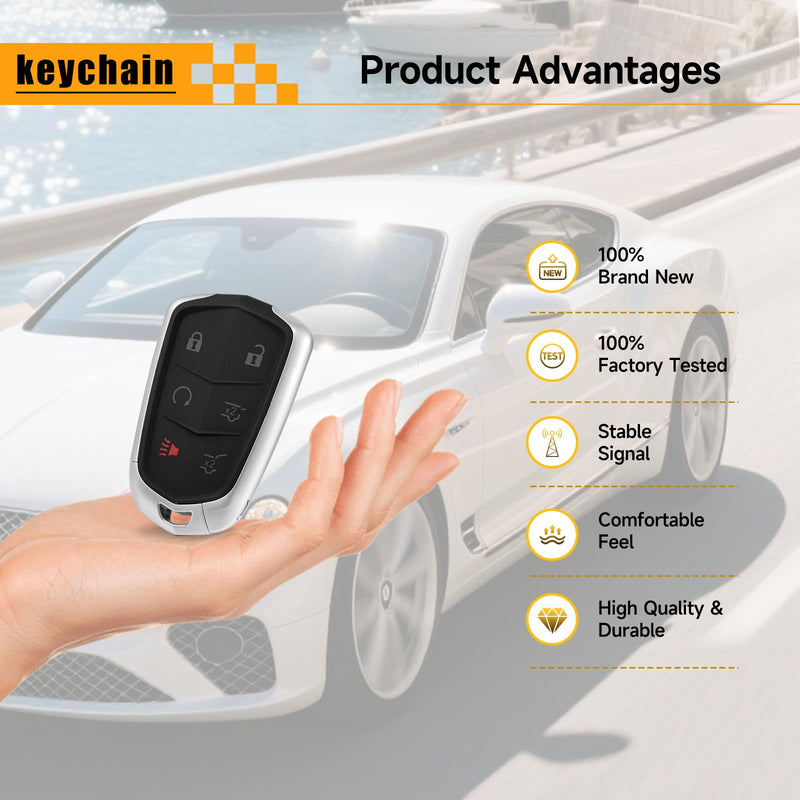2 Pcs Smart Key Fob Replacement Fits for Cadillac Escalade 2016-2020 Cadillac ESV 2015 2016 2017 2018 2019 2020 Car Keyless Entry Control Remote HYQ2AB 315Mhz
