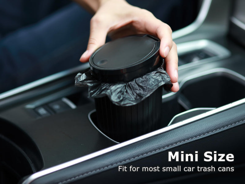 Ginsco 0.8 Gallons Disposable Trash Bags for Mini Car Trash Can, Portable Small Car Garbage Bags, Cars Accessories, Mini Trash Bags, Plastic Trash Bag for Cars/Home/Office (6 Rolls/90 Counts) Black 6