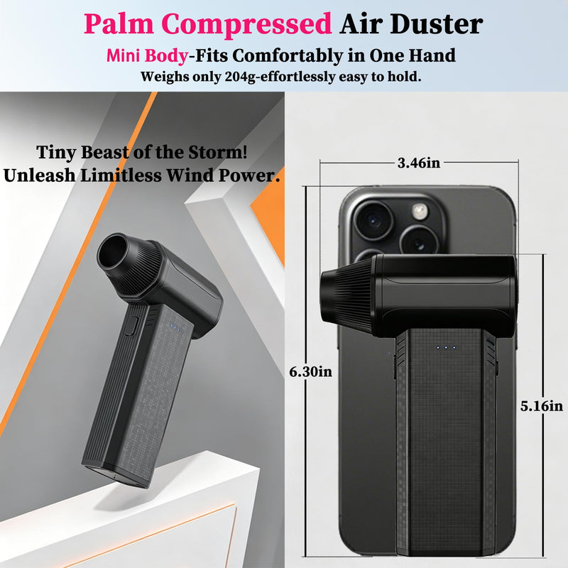 Mini Cordless Compressed Electric Air Duster for PC & Electronics Cleaning | 3-speed 110000RPM Super Power mini turbo fan, perfect to clean computers, consoles, electronics, home, car and outdoor dust