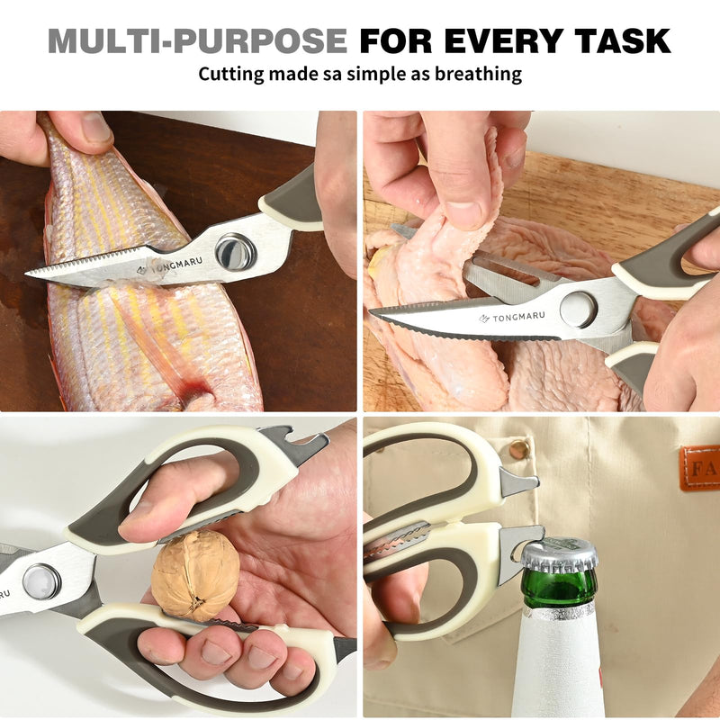 Kitchen Shears Heavy Duty Kitchen Scissors with Magnetic Sheath Holder, Dishwasher Safe Scissor, All Purpose 9-inch Scissors, Detachable, Serrated Blades, Bottle Opener function included (2 Pack) 2