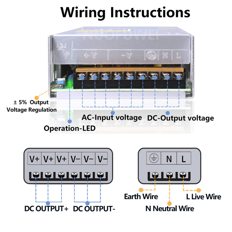 DC 24V 25A 600W Switching Power Supply Adapter 110V AC to DC 24V Converter 25A 600W Power Supply Transformer for Winch Car Jack LCD Monitor CCTV Security Camera Car Stereo and More 24V Device