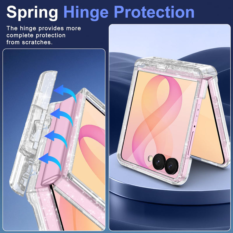 for Galaxy Z Flip 8 Case,[Compatible with MagSafe][Built-in Screen Protector][Kickstand],Hard PC Hinge Protection Slim Fit Shockproof Girls Case for Samsung Galaxy Z Flip 8,Clear Clear