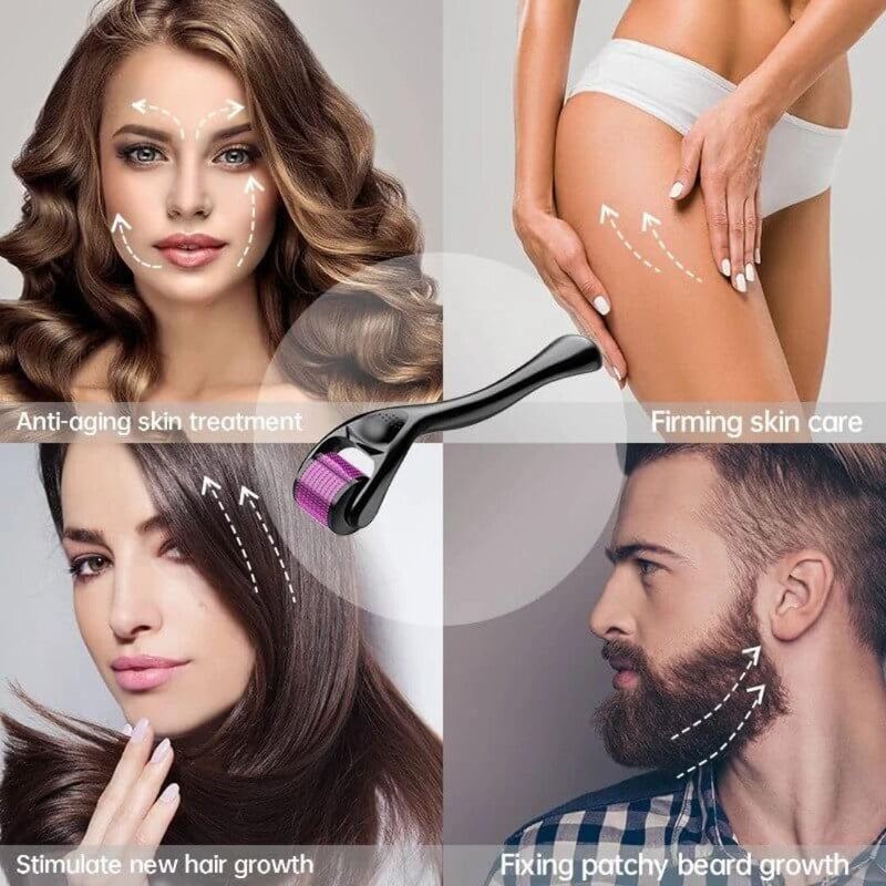 Derma Roller 0.25mm with storage case, 540 Titanium Microneedle Beard Roller Hair Growth for Men and Women, Microneedling Roller for Face Facial Wrinkles Hair Loss Stretch Hair Regrowth. (1.5mm) 1.5mm