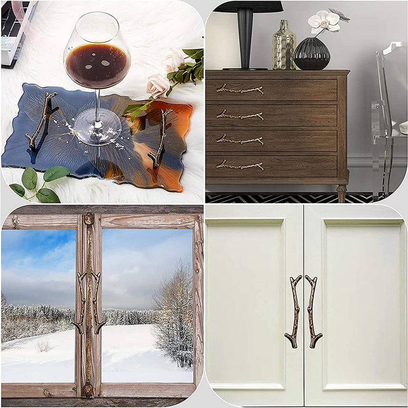 AchNau 10x Cabinet Handle Pulls Wardrobe Drawer Door Cupboard Knobs Twig Hole Center 3-3/4" Bronze 96 mm (3-3/4 in)