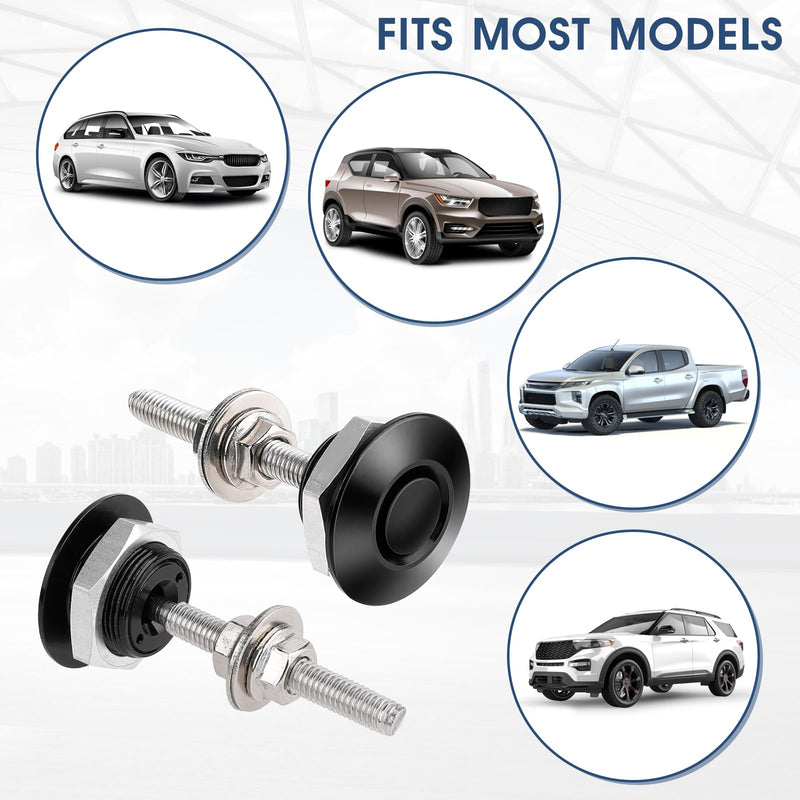 2 Pcs Quick Release Bumper Universal Aluminum Vehicle Hood Pins Quick Latch Hood Pins Quick Release Bumper Clips License Plate Lock Clip Kit, Diameter 1.25 inch