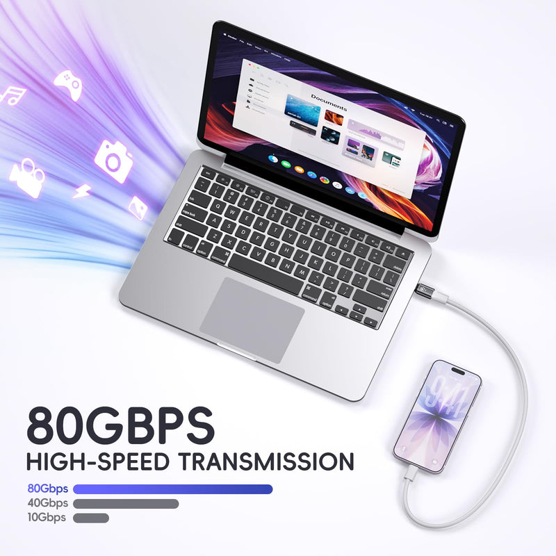 240W USB C Magnetic Adapter, 2 Pack 24 Pin Straight Adapter Dust Plug | 80Gbps Data 16K Video Transfer, PD Fast Charging Magnetic USB C Adapter for Thunderbolt 5, MacBook Pro/Air, Samsung Galaxy