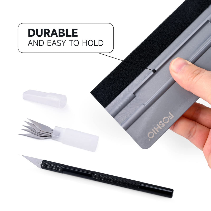 FOSHIO Felt Squeegee Craft Knife Window Tint Kit, 6 Inch Squeegee for Vinyl, Exacto Knife with Extra 5PCS Blades Window Tint Tools, Vinyl Wrap Tool for Window Film, Wallpaper, DIY Craft, Graphic Decal