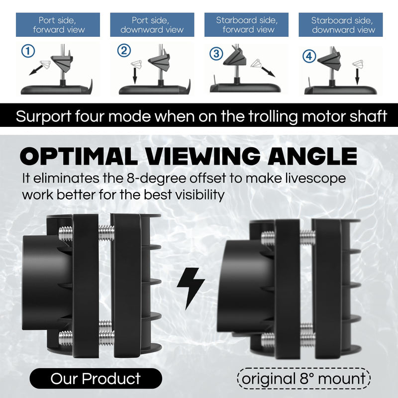 010-12676-15 0 Degree Livescope Pole Mount for Garmin Panoptix LVS32 Transducer, Trolling Motor Shaft Mount Use with LiveScope Ice Fishing Bundle & LiveScope System