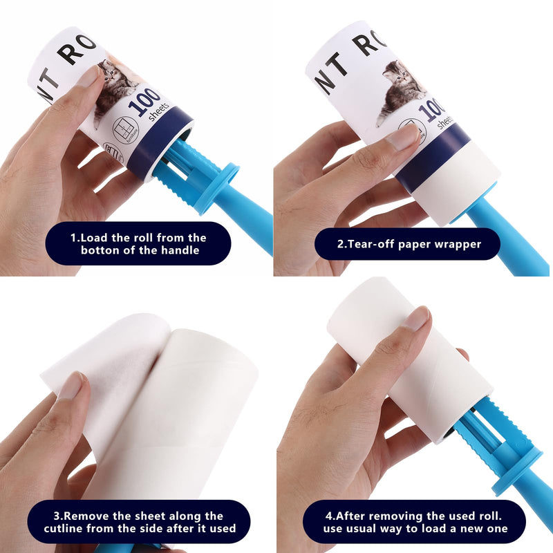 ASelected 10 Pcs Lint Roller Refills with 1 Handle,1000 Sheets Roller Sticky Pet Hair Remover for Pet Cat Dog Hair, Dust,Clothes, Sofa