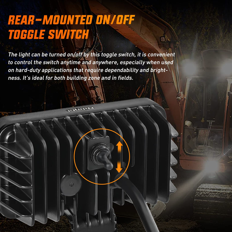 Nilight 4.4 Inch Square Utility LED Work Light W/Integrated Toggle Switch, 2PCS 36W 150° Flood Lamp for Offroad Heavy Equipment Vehicles Truck Tractor Golf Cart Boat ATV UTV 2Pcs 18Led Flood Lights