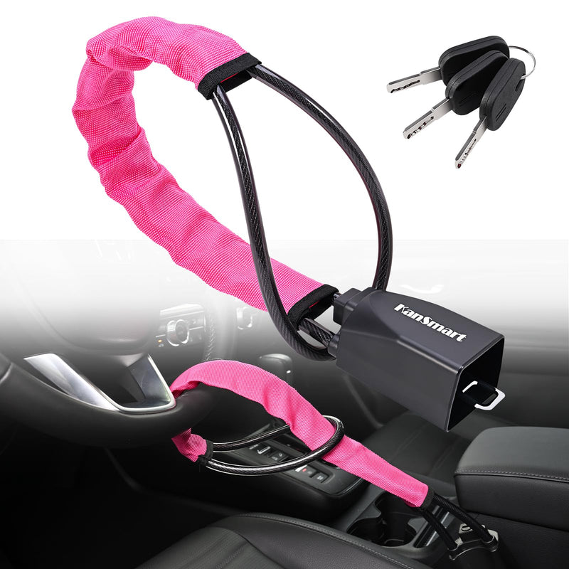 Steering Wheel Lock Anti Theft Car Device Car Locks Anti-theft Steering Wheel Locks for Cars Truck SUV Club Steering Wheel Lock Seatbelt Lock - Pink