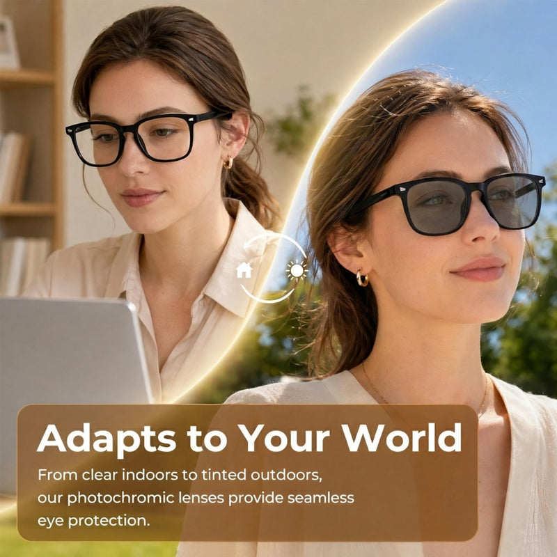 Blue Light Blocking Glasses Men Women Computer Filter Large Frame Bluelight Blocker, Scratch-Resistant Black&clear Photochromic Gray
