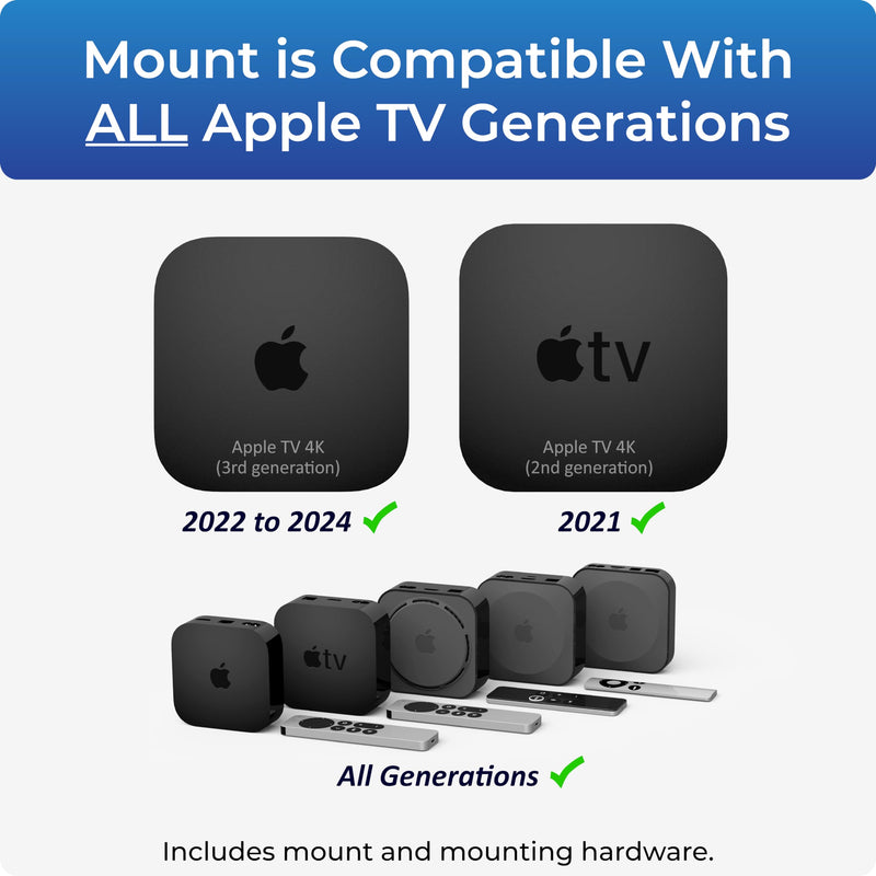 for Apple TV – Mount Compatible with All Apple TV Generations (Including All Apple TV 4K Models) Black Apple TV Mount