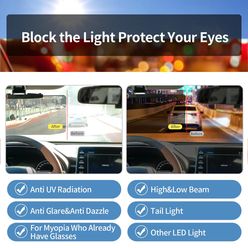 Polarized Sun Visor Extender for Car, Night Driving Visor Anti Glare Car Visor Extension Angle Adjustable Sun Blocker Visor for Car Windshield