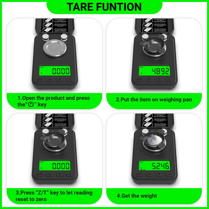 MAXUS Reloading Scale 50g/0.001g with Powder Trickler, Powder Scale with 3 Backlight Colors, Milligram Scale with Repeat Mode Matte Black