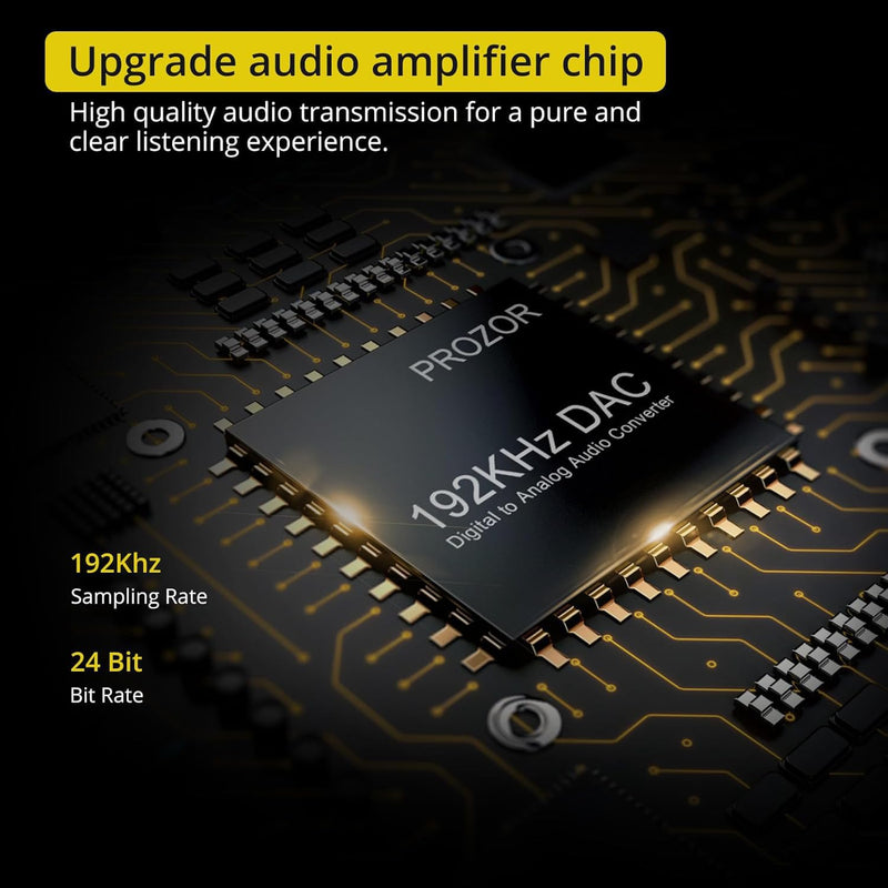  [AUSTRALIA] - PROZOR 192KHz Digital to Analog Audio Converter Optical to RCA Adapter Upgrade Volume Adjustable DAC with Optical Cable, SPDIF TOSLINK to Stereo L/R & 3.5mm Jack Converters 3.5mm & RCA Output DAC Volume Adjustable