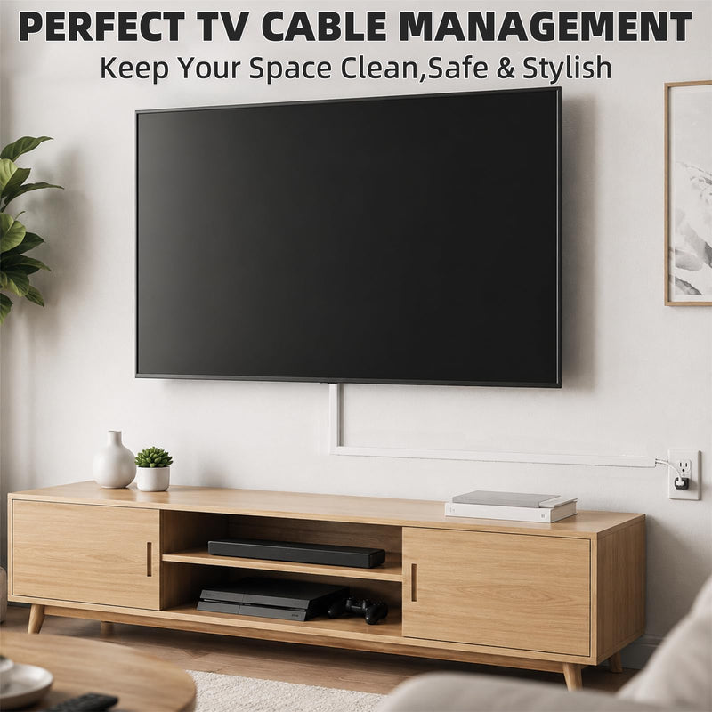 39" Silicone Cord Cover for Wires on Wall, Cord Hider for Wall Mounted TV | Flexible, Fits 1 Cord Up to 0.35" Diameter, Self Adhesive Cable Hider, Hides Wall Wires, Safer for Kids & Pets, White 39 inch