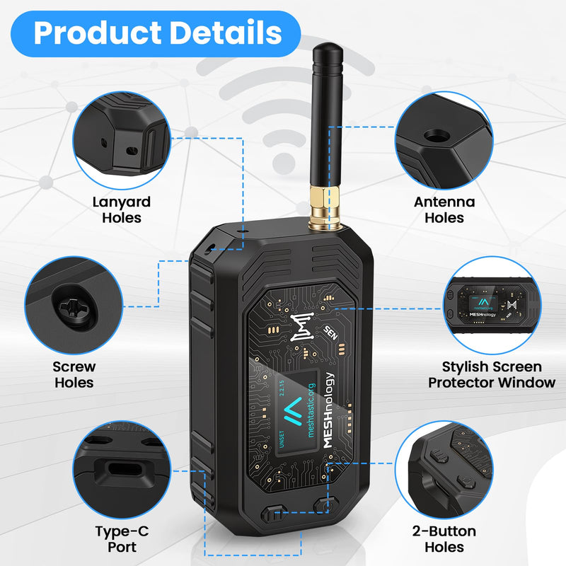 N35 Plus Case for LoRa ESP32 V3 V4 W12 Board Device Set - Capable of Holding Dev Board Antenna 3000mAh Battery GPS Module All-in OLED Screen Protection Shell with Type C Interface (Black) Black 1 x Case