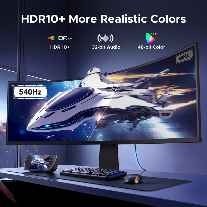 UGREEN 16K@60Hz 6.6FT 80Gbps Right Angle DisplayPort Cable DP 2.1, 6.6FT | Support 1080P@540Hz 8K@240Hz, High Speed Braid, 3D HDR HDCP2.3 DSC1.2a VRR Compatible with PC Graphics RTX 5090 4090, HDTV