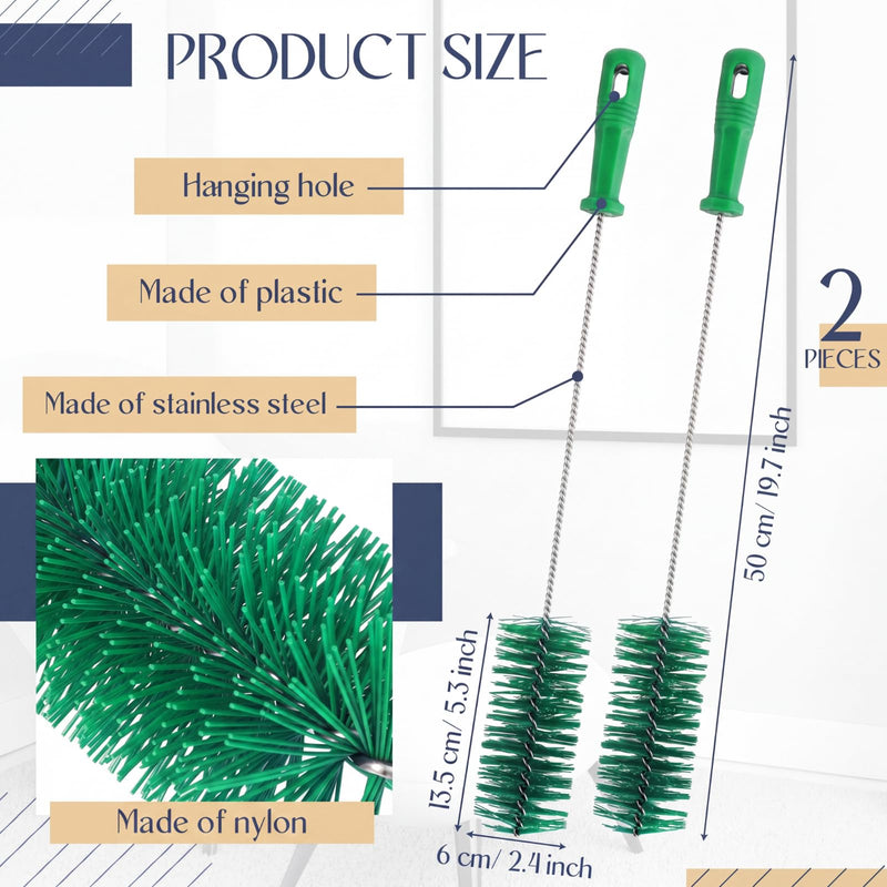 Baderke 2 Pieces Drain Brush Pipe Cleaning Tube Brushes 19.7 Inch Plastic Shower Pipe Flexible Cleaning Tool (Green,19.7 x 2.4 Inch) Green 19.7 x 2.4 Inch