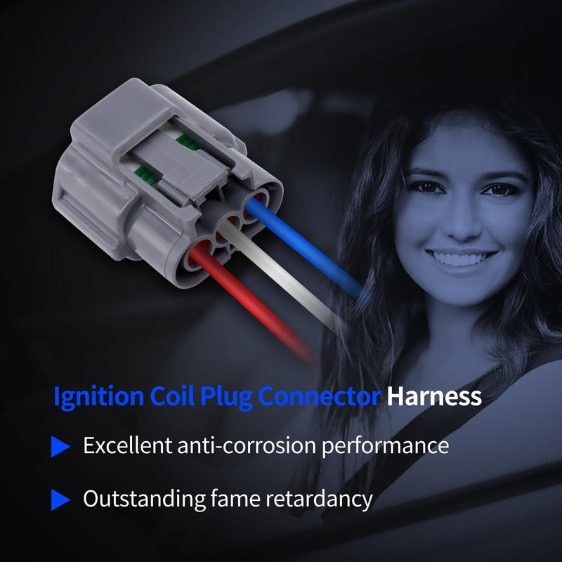 J48817102 4PCS Ignition Coil Connector Compatible with Chevrolet, Infiniti, Isuzu, Kia, Mazda, Mercury, Nissan, Subaru Outback, Suzuki Aerio Equator Esteem Grand Vitara Sidekick Vitara XL-7