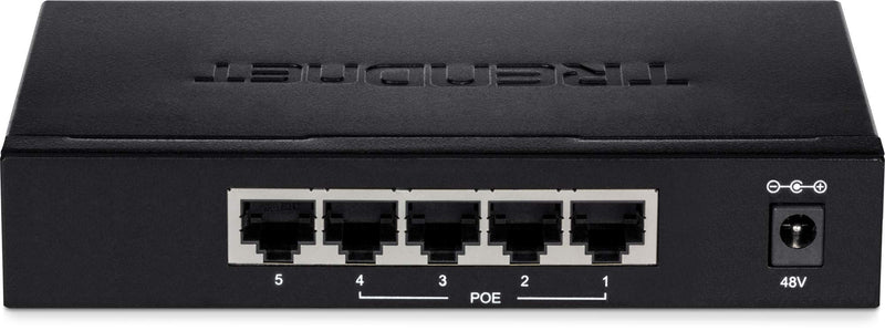 TRENDnet 5-Port Gigabit EdgeSmart PoE+ Switch, 4 x Gigabit PoE+ Ports, 1x Gigabit Port, 31W PoE Power Budget, Managed PoE+ Switch, Wall mountable, Black, TPE-TG50ES