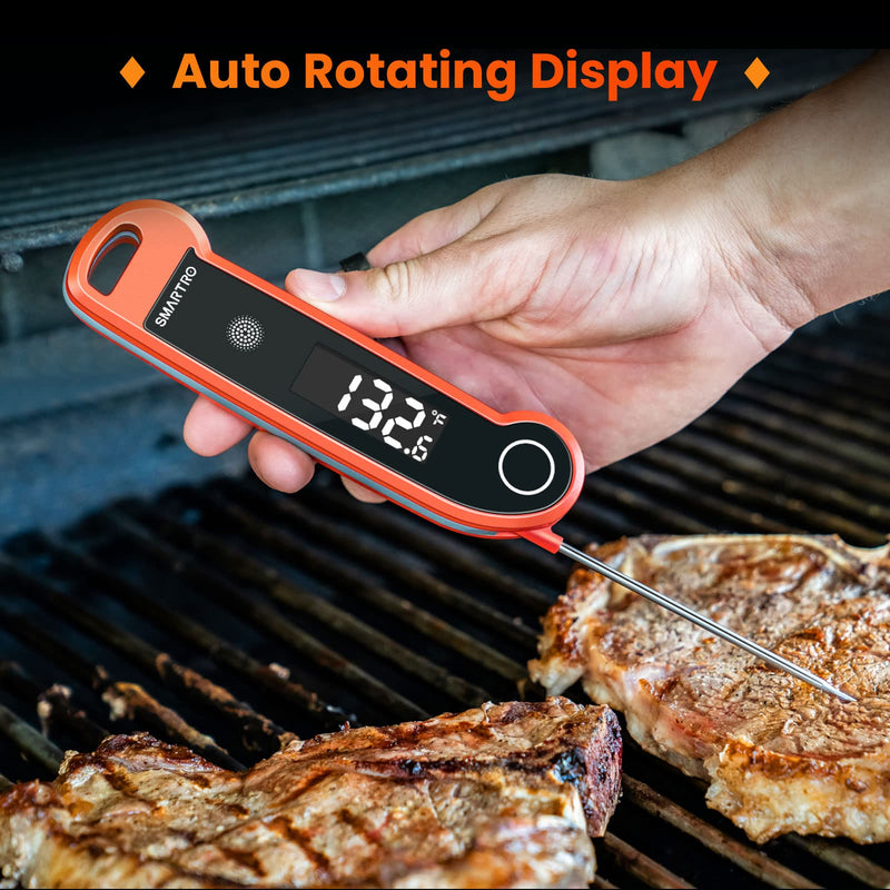 SMARTRO ST49 Digital Thermocouple Instant-Read Meat Thermometer with Ambidextrous Backlit for Food, Grilling, BBQ, Kitchen Cooking, Oil Deep Frying and Candy Red