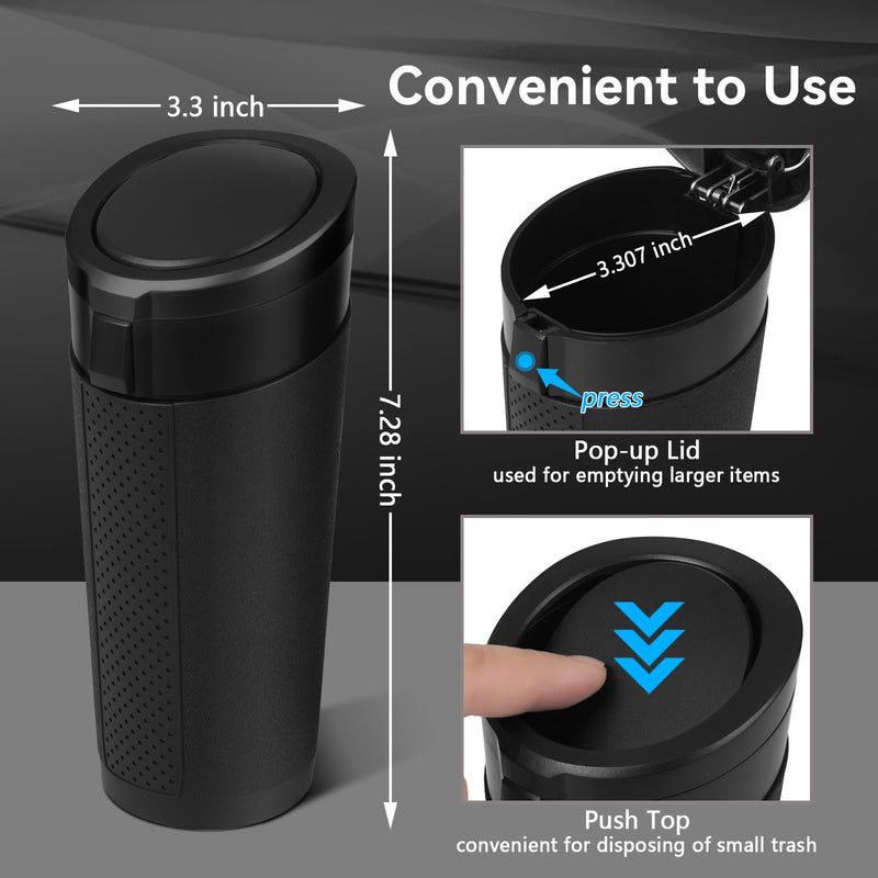 Car Trash Can Bin with Lid - Mini Car Garbage Can Cup Holder-Black Small Leakproof Vehicle Trash Garbage Can Bin-Automotive Car Organizers and Storage for Back Seat SUV Truck Accessories Black 1