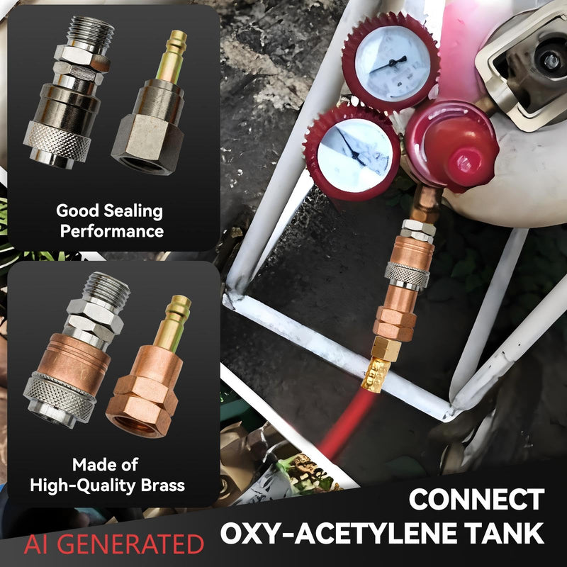 Oxy Acetylene Torch Quick Connects Fittings| Fit 9/16"-18 B Fittings | QDB10 Heavy-duty Safe and Durable Design| Brass |Stainless Steel |Special Corrosion-Resistant Materials|OEM