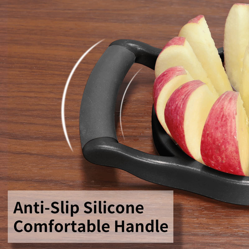 Newness Apple Cutter Slicer, 12-Slice Durable Heavy Duty Corer, Greatly Quicken Slicing Divider, Wedger, Fruits & Vegetables Slicer for Apple, Pear and More, Black 12-Blade