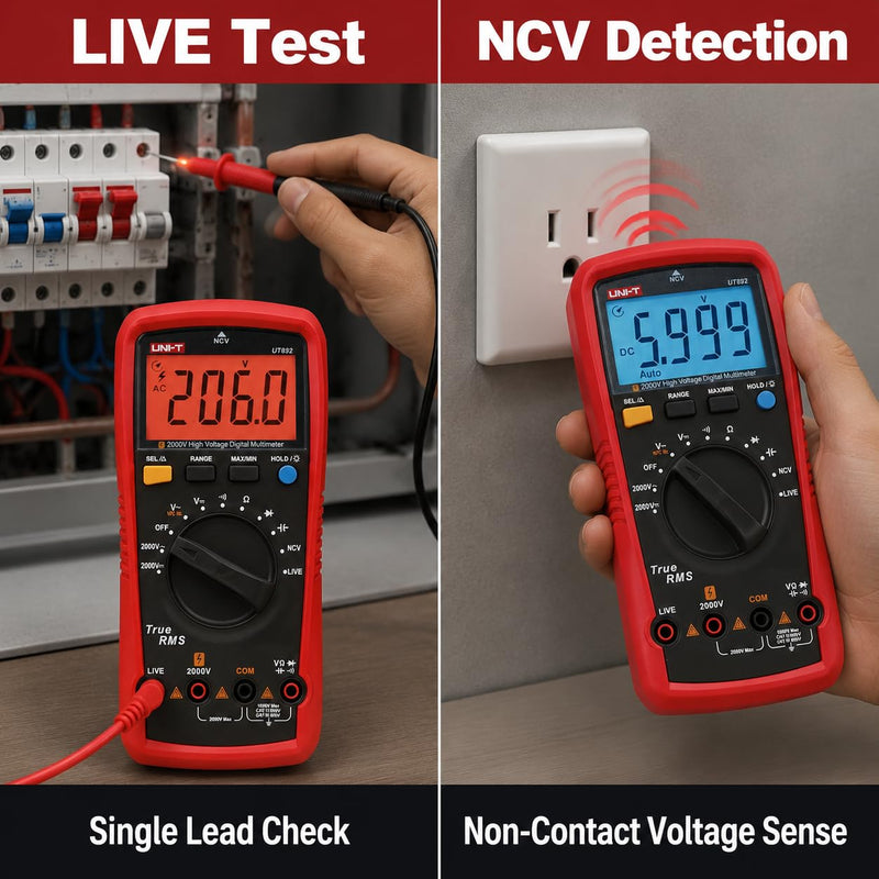 UNI-T UT892 2000V AC/DC High Voltage Digital Multimeter Features VFC Mode Built-in NCV 6000 Counts True RMS