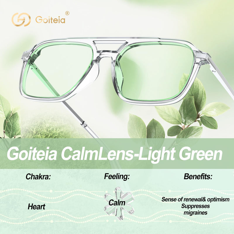 Goiteia Blue Light Glasses Men Women – Retro 70s Gaming Glasses for Anti Eyestrain, Comfortable for All-Day Wear Green Enhance: Blocks More Blue Light-without Looking Weird Clear Minimalist