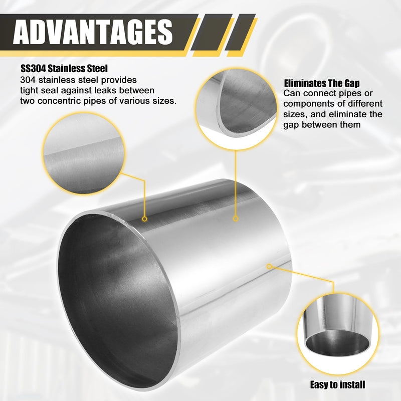 X AUTOHAUX Car Mandrel Exhaust Bend Elbow Pipe 304 Stainless Steel Concentric Reducer 2.5" OD to 3" OD 1pcs 2.5"-3" OD