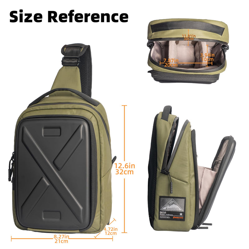 Camera Hardshell Case Crossbody Camera Sling Bag Small Waterproof Photography Bag for Mirrorless and DSLR Cameras Green