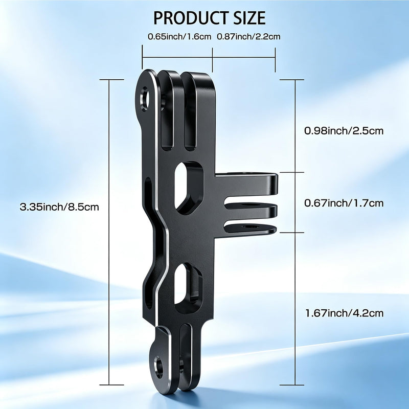 Aluminum Horizontal Vertical Dual Mount Adapter for GoPro 13/12/11/10/9 | Twin Cameras Mount Bracket for DJI Action 6/5/4/3, for Insta360 Ace/Pro/Pro2, Expand Mount for LED Fill Light / Microphone