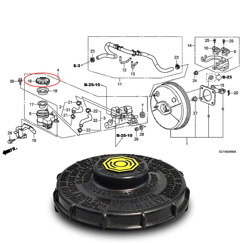 Brake Master Cylinder Fluid Reservoir Cap Compatible with Honda Accord CR-V Odyssey HR-V Fit Civic