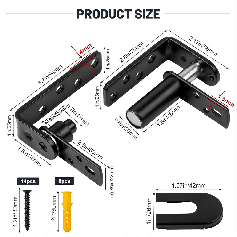 Double Swinging Saloon Door Hinge,304 Stainless Steel, 50Lbs Load Bearing | Acting Gravity Self Closing Hinges Hardware,Self-Closing For Swinging& Cafe/Bar Door,For 1 Door ClassicBL