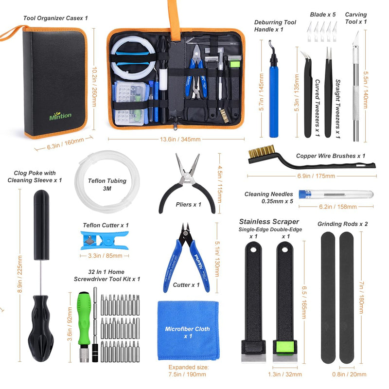3D Printer Tools Kit for Cleaning, Assembly & Print Finishing, Fits FDM Printers
