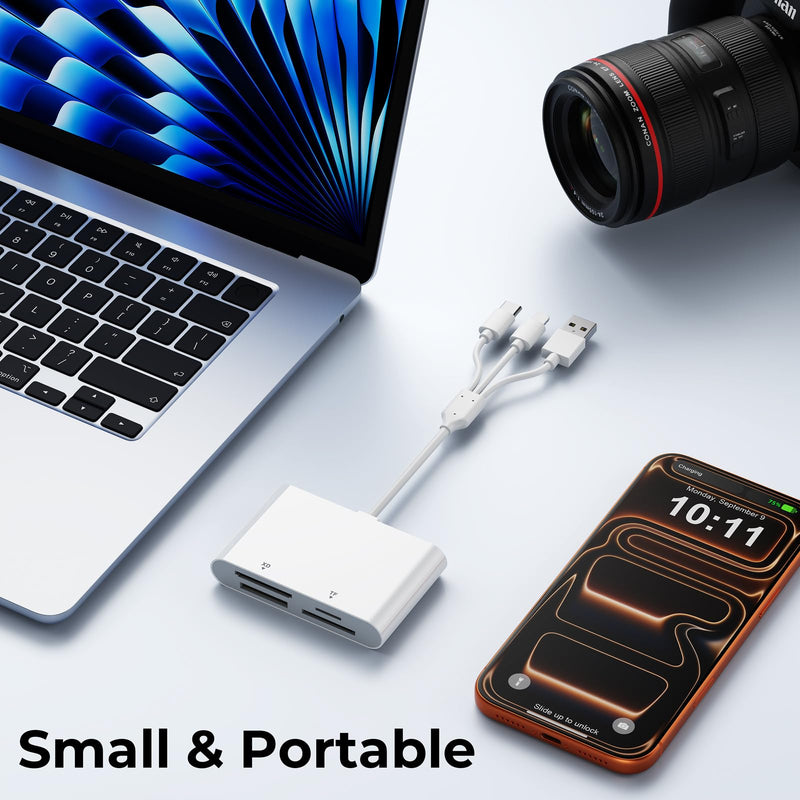 Memory Stick Pro Duo Adapter, 4-in-1 Multi Card Reader with Lightnin/USB-C/USB-A for SD/Micro SD/MS/xD-Picture Card, Sony Cybershot Memory Stick Reader for iPhone/Android/PC Medium