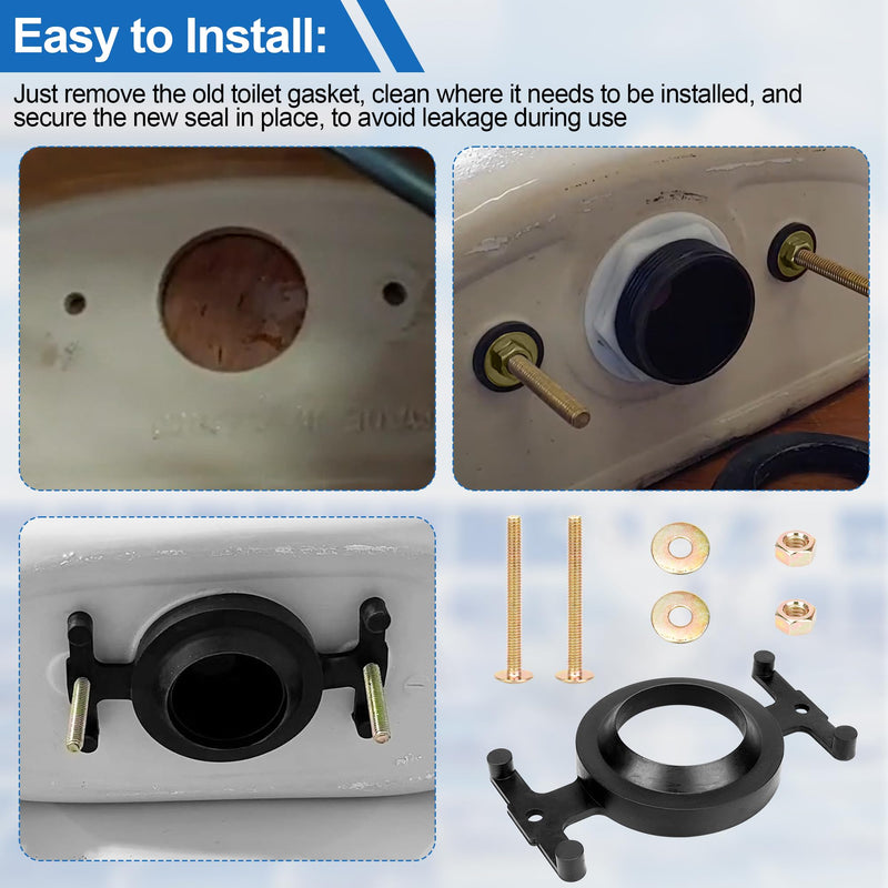 04-3817 Toilet Tank to Bowl Bolt Set Compatible with Eljer Toilet, Toilet Tank Gasket Kit Include Bowl Gasket and Solid Brass Kits, Toilet Parts for Eljer Also Fit for Most Flush Valve Opening Toilet