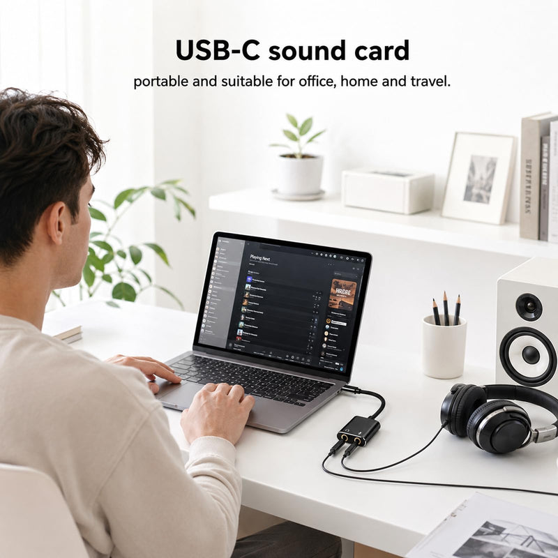 USB C Sound Card, Type C External Sound Card to Headphone and Microphone Jack Audio Adapter Compatible with Windows, Laptops, Desktops Windows